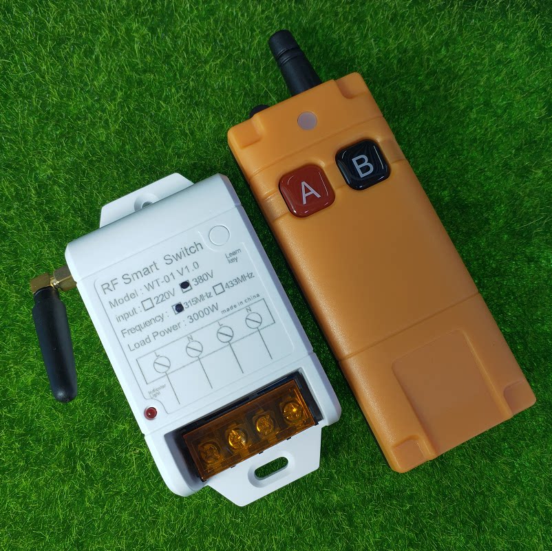 无线遥控单路30A220V远程控制大功率380V水泵智能控制器灯12V-48V