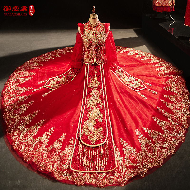Xiuhe clothing bride 2022 new wedding Chinese wedding dress out of the court dress wedding dress high-end toast dress wedding dress autumn