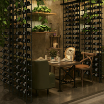 Industrial Wind Partition Wine Rack Restaurant Bar Cassette Iron Art Red Wine Rack Floor Screen Wine Show Stand Wine Shelf