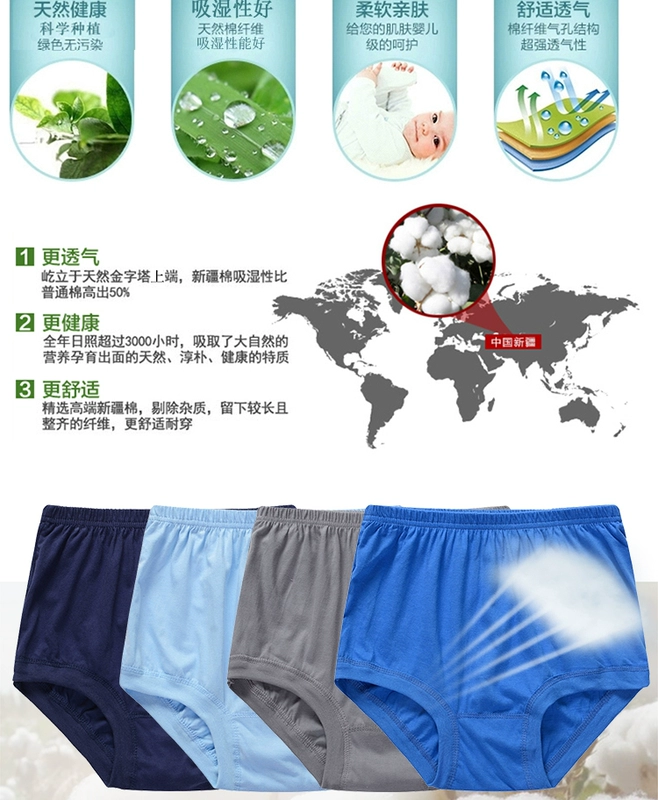 Ông già cộng với phân bón để tăng đồ lót trung niên và trung niên nam kích thước lớn quần short cotton cotton cao eo tam giác đồ lót cha