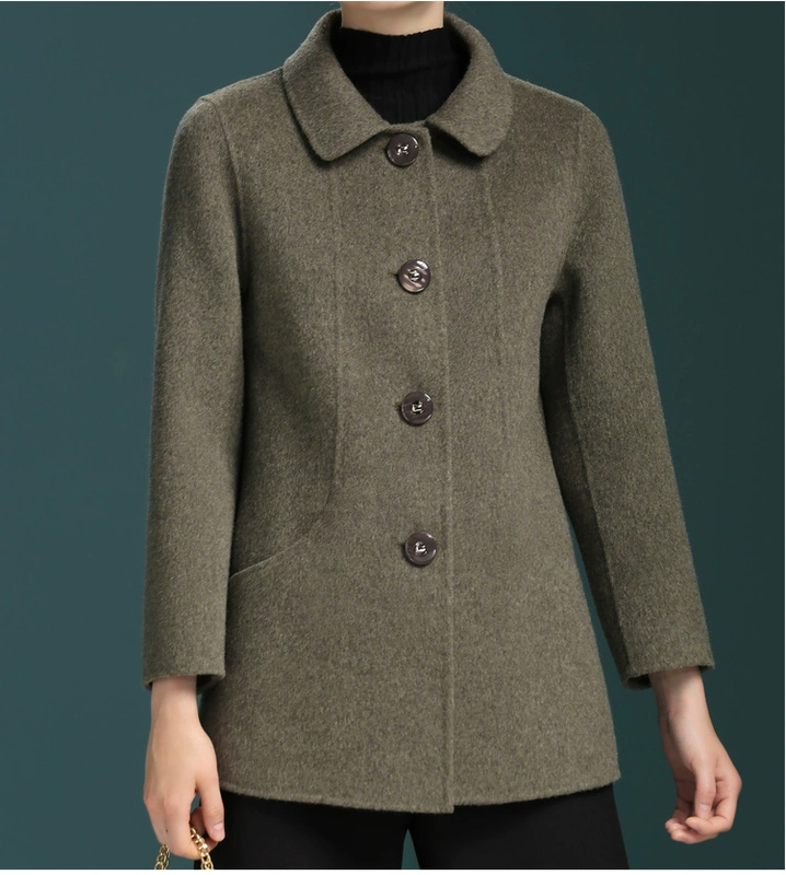 Áo len nữ mùa đông hai mặt cashmere cộng với phân bón XL áo khoác len dày cho mẹ áo khoác len cardigan nữ