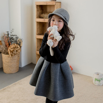 Korean girls dress autumn and winter 2020 new Korean version of the childrens dress little girl princess skirt velvet thickened