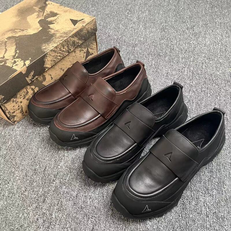 Poyana Italian-Style Outdoor Hiking Low-Top Loafers, Leather Shoes with Thick Soles, Height-Increasing Shoes for Men and Women, Casual Leather Shoes