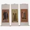 Confucianism and Buddhism portrait scroll Hanging image Wall chart Confucius Lao Tzu Shakyamuni portrait Chinese Painting characters have been mounted