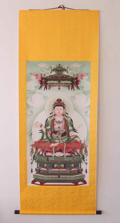 Guanyin portrait hanging painting High-definition Buddha Guanshiyin Hall living room Chinese painting Buddha hanging picture hanging image scroll fate