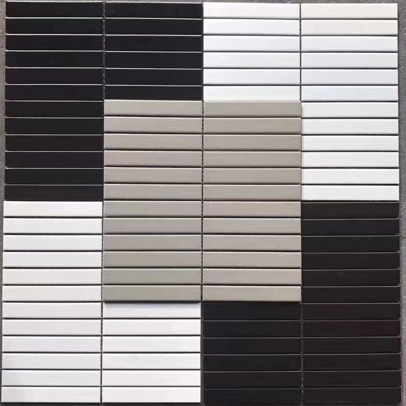 Nordic strip mosaic tiles bathroom kitchen color powder room wall tiles balcony small white tiles non-slip floor tiles