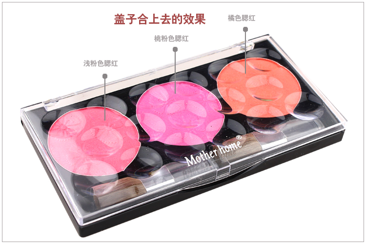 Xuất ~ Niang ba màu sửa chữa phấn má hồng Sáng đỏ + hồng + cam pop Gửi 2 cọ - Blush / Cochineal phấn má gogo tales