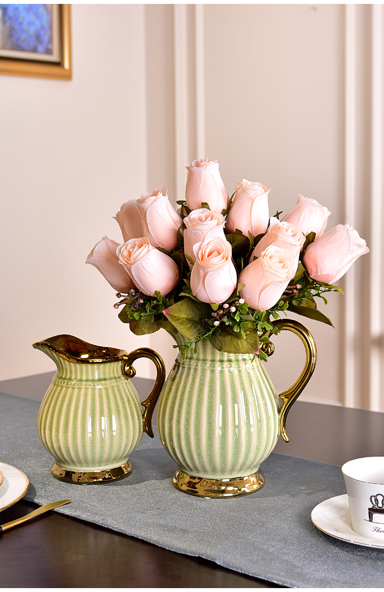 Light European - style key-2 luxury ceramic vases, I and contracted sitting room tea table table floral household decorations TV ark, furnishing articles