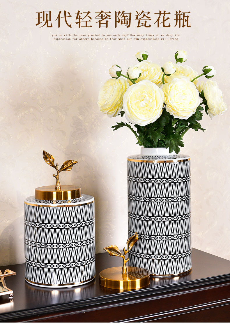 American ceramic light key-2 luxury furnishing articles simulation flower vase suit I sitting room adornment porch decoration flower arrangement