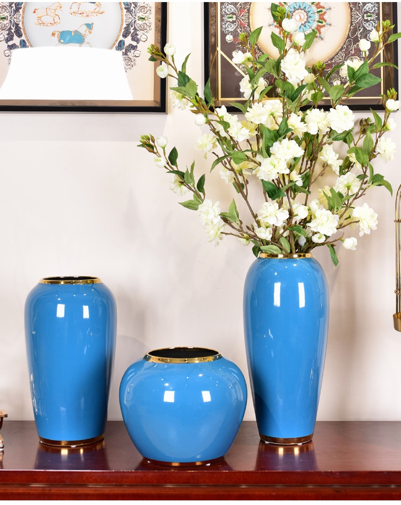 I and contracted sitting room light ceramic vases, new Chinese style key-2 luxury table simulation flower vase furnishing articles home decoration