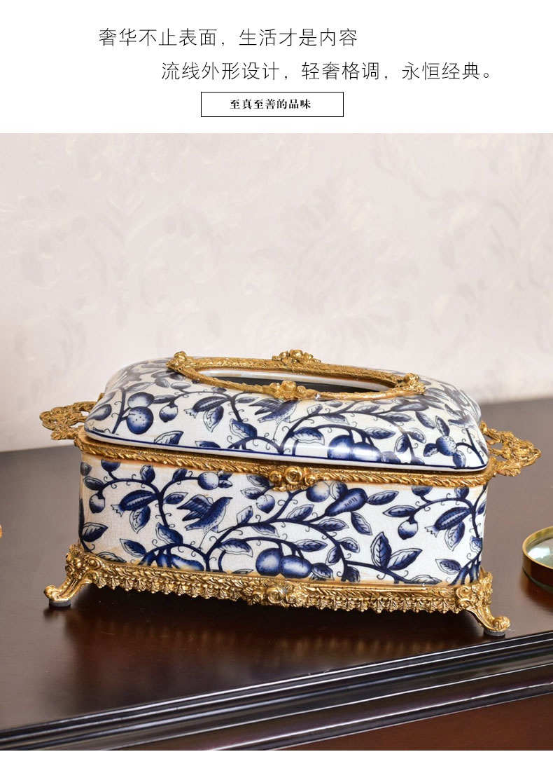 New Chinese style restoring ancient ways ceramic tissue box European - style key-2 luxury living room smoke box home household decorative paper box of furnishing articles