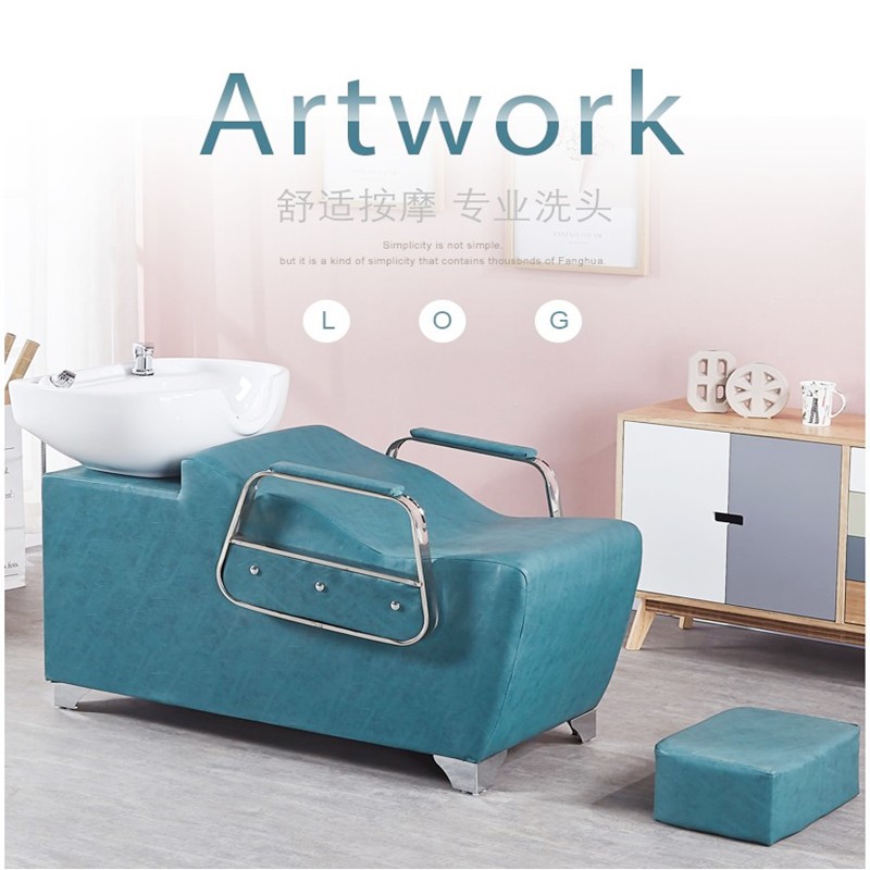 Net Red Shampoon Bed Hairdresse Shop Hair Salon Special Brief Eu Style Beauty Salon stainless steel head bed Ceramic Basin