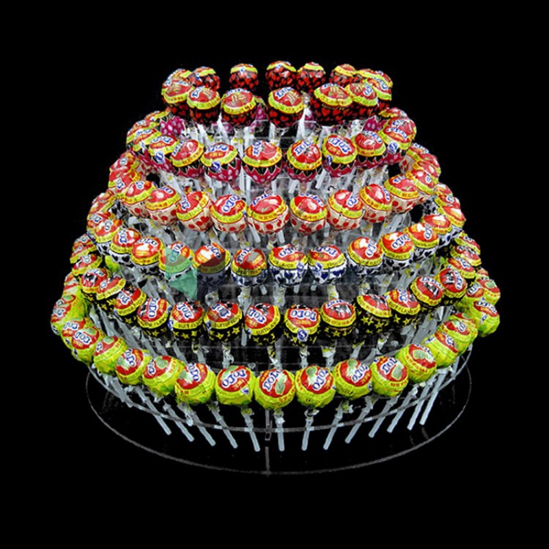 Acrylic Rod candy rack Shelves Multilayer Round Jack Removable candy rack Push Pushback Cake Display Shelf