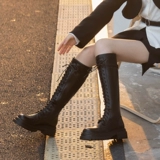 Эластичные демисезонные высокие сапоги на платформе с молнией, ботинки, 2024 года