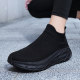 ເກີບຜູ້ຊາຍ summer breathable mesh casual fly knit socks shoes men's slip-on thick-soled soft-soled running sneakers