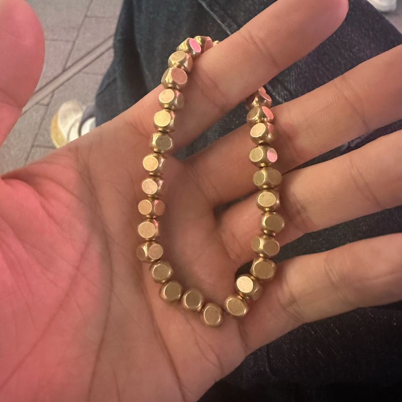 Brass Gold Vintage Style, Flattering and Versatile, Pure Copper Square Beads, Exquisite Light Luxury Gold Japanese-Style Bracelet