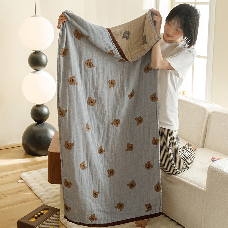 Pure Cotton Bath Towel Gauze Household All-Cotton Absorbent Quick-Dry Cartoon Adult Couple Bath Wrap Towel for Men and Women Large Size Towel