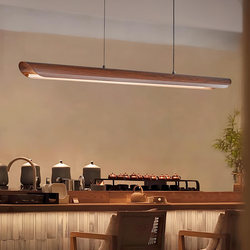 Natural Style Restaurant Chandelier, Zen-Inspired, Quiet Tea Room, Modern Minimalist Island Bar Table, High-End Linear Strip Light