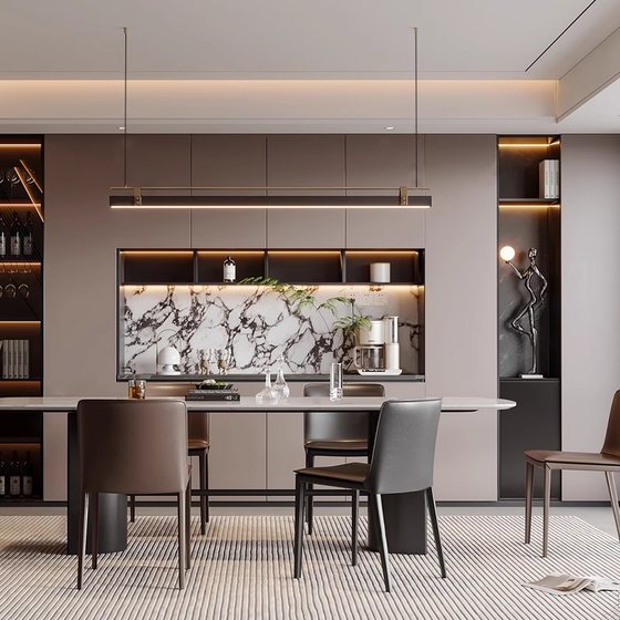 Postmodern Minimalist Restaurant Chandelier Designer Italian Creative Minimalist Tea Room Dining Table Bar Island Bench