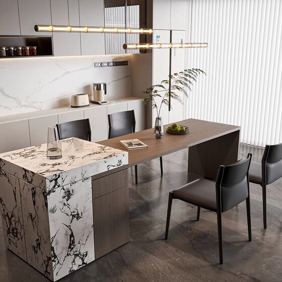 Danish Designer Restaurant Chandelier, Creative Post-Modern Bar Counter, Hotel Dining Table, Long Glass Italian Minimalist Art