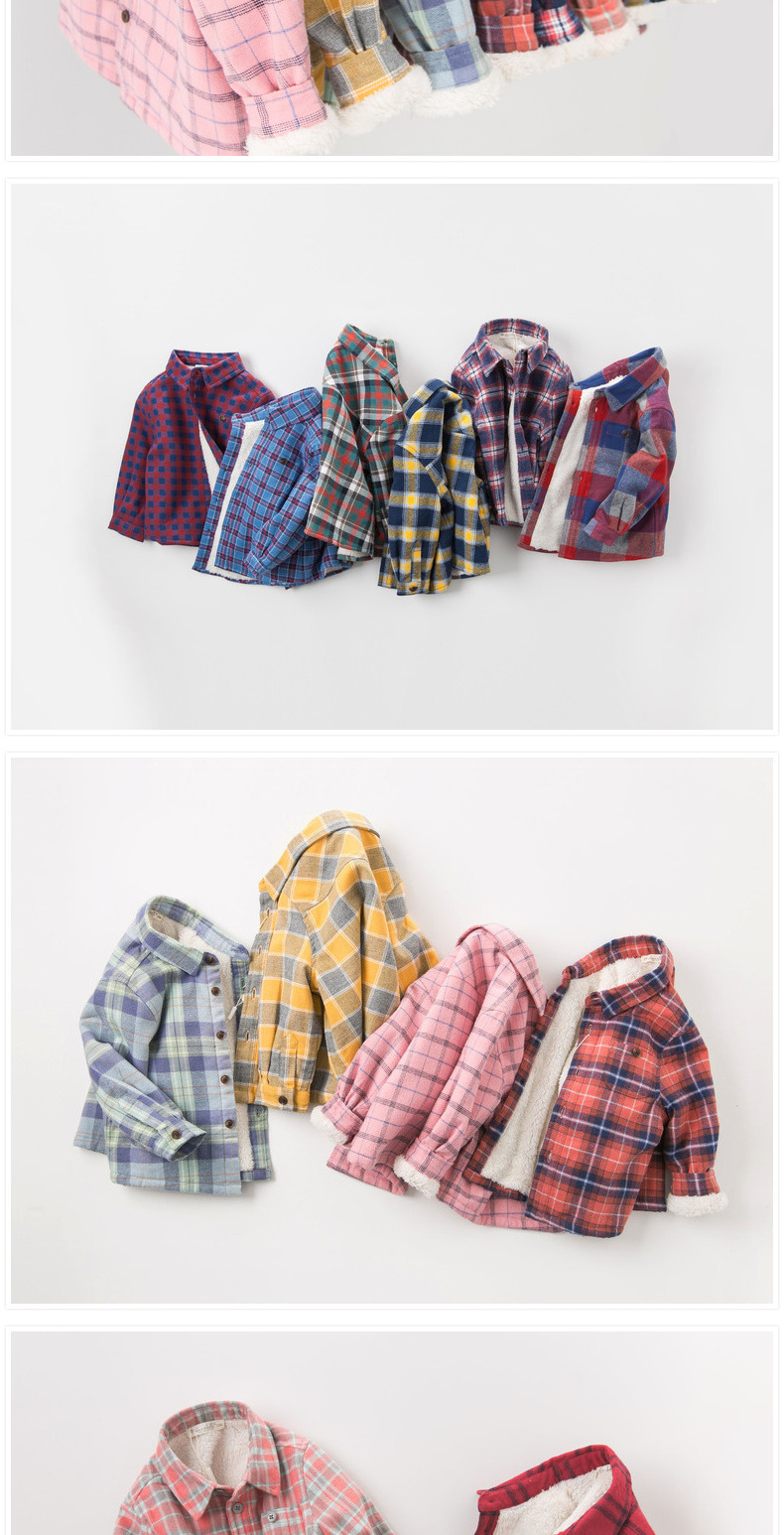 Davebella david Bella mùa thu đông mới áo trẻ em ấm áp nam nữ cộng với áo sơ mi kẻ sọc nhung shop quần áo trẻ em