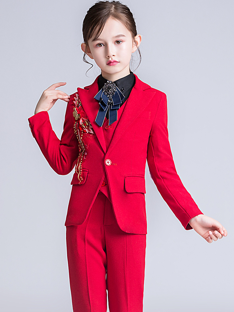 Girlsuit trẻ em phù hợp với phù hợp với phụ nữ nhỏ chủ sàn catwalk đàn piano cho thấy hiệu suất phù hợp với cô gái bán hoa trẻ váy.