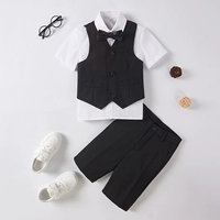 Черный жилет, комплект, шорты, галстук-бабочка, 4 предмета, короткий рукав