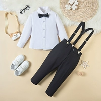 Черные подтяжки, комплект, рубашка, штаны, галстук-бабочка, 4 предмета