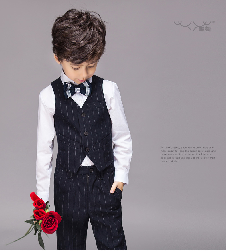 Trẻ em ăn mặc cậu bé con phù hợp với mùa thu quần áo cậu bé hoa cô gái đàn piano trang phục máy chủ nam Anh vest bé trai model hàn quốc