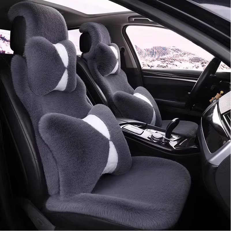 Подушка для автокресла зимняя короткая плюшевая утолщенная автомобильная подушка с тонкой талией зимняя подушка из меха кролика женский универсальный чехол для сиденья шерстяная подушка для сиденья