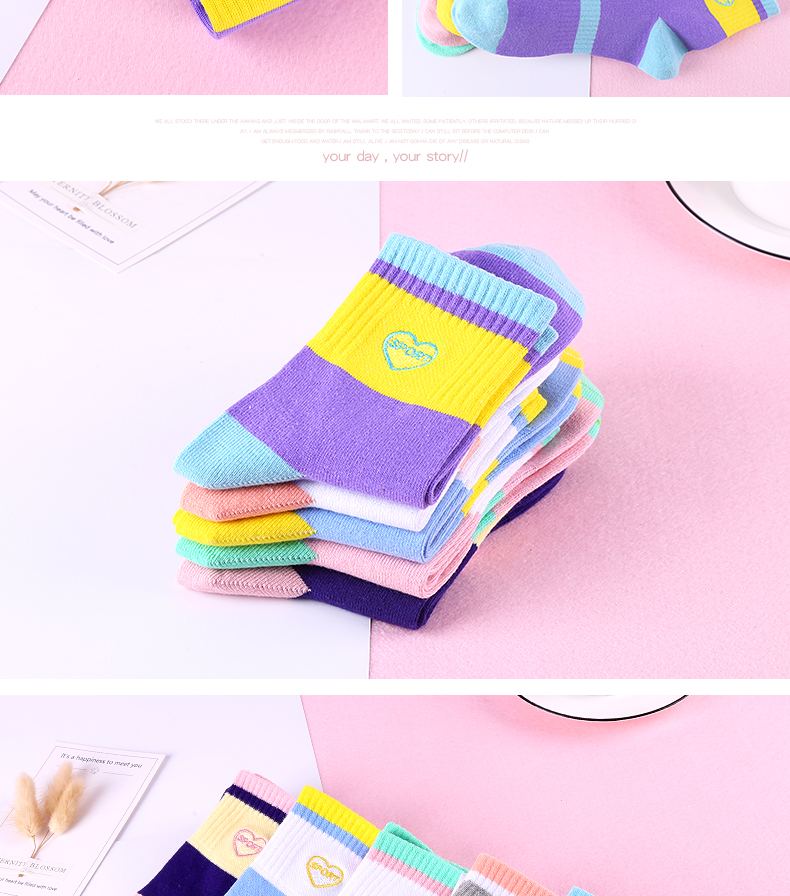 Langsha vớ dài nữ cotton ống vớ Phiên bản Hàn Quốc của mùa xuân gió mùa thu và mô hình phụ nữ vớ cotton cotton vớ thể thao thủy triều - Vớ bông tất nữ hàn quốc
