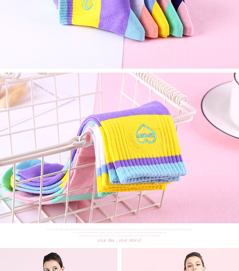 Langsha vớ dài nữ cotton ống vớ Phiên bản Hàn Quốc của mùa xuân gió mùa thu và mô hình phụ nữ vớ cotton cotton vớ thể thao thủy triều - Vớ bông tất nữ hàn quốc
