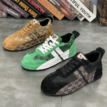 Autumn Winter New Mens Shoes Genuine Leather Plus Suede Collage Casual Sneakers Net Red bag with inner heightening 100 lap old daddy shoe male