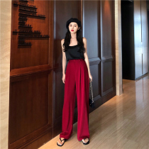 Moowuu Mo. Sexy suit female thin net red suspender top high waist wide leg pants two-piece set