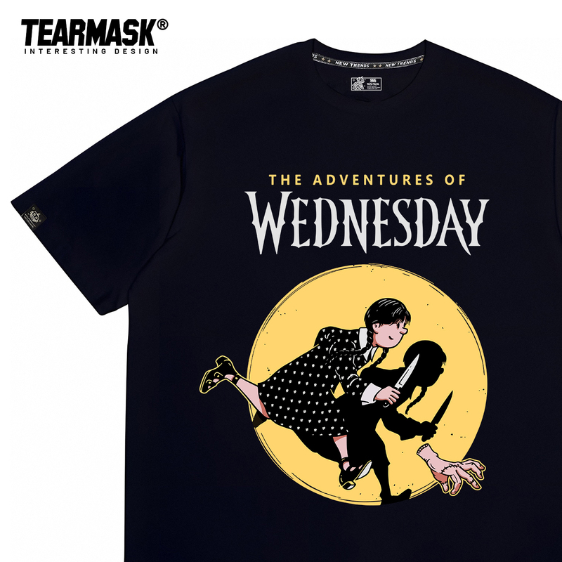 Wednesday Addams Themed T-Shirt, Same Style as the Show, American Retro Tv Series, Pure Cotton Short-Sleeve Clothing
