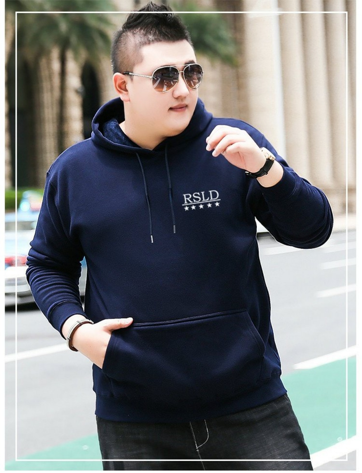 Áo len nhung nam dày cộng với phân bón XL cotton trùm đầu hoodie hoodie chất béo ấm mùa thu và áo khoác mùa đông áo hoodie rộng