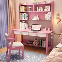 Розовый белый одиночный таблица+z -Шахтер Стул 【Обучение Офис Двойное использование】