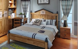 (Changsha Jinqiao Shop) Love Doku North America Wind solid wood Children's bed