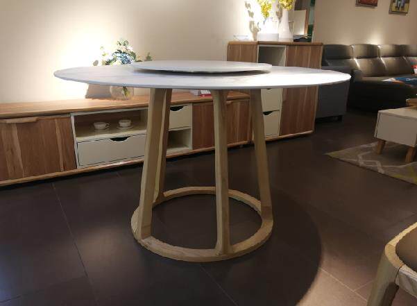 Impression of white wax style restaurant furniture round table(1 6)