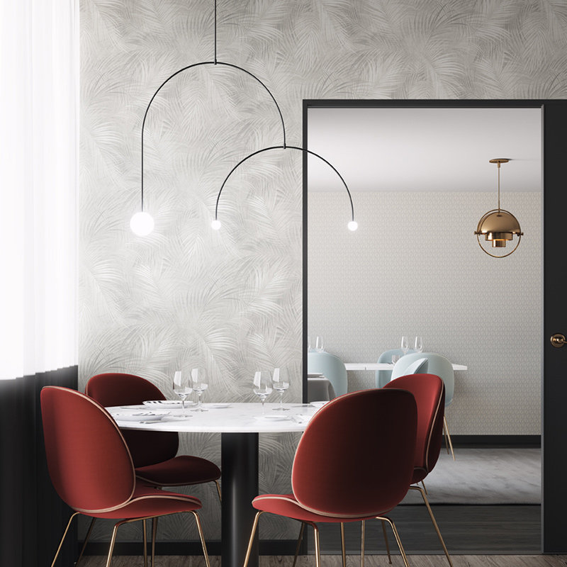 ROEN soft wallpaper glass house GLA903 European style modern bedroom living room background wall Belgian imported wallpaper