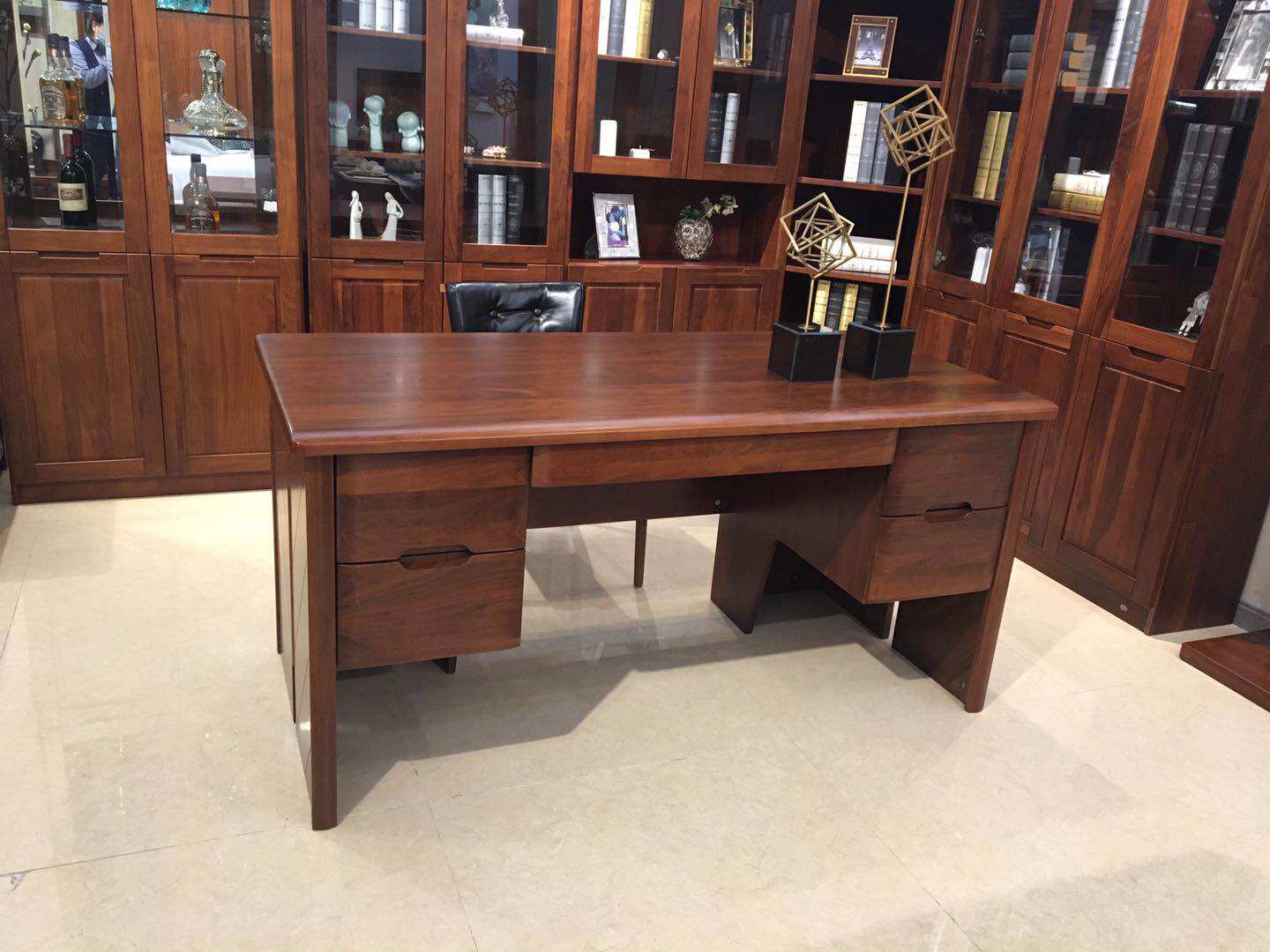 Huazhu Home Impression Walnuts Series Solid Wood Character Desk Desk Desk Storage Containing Table Modern Simple Solid Wood