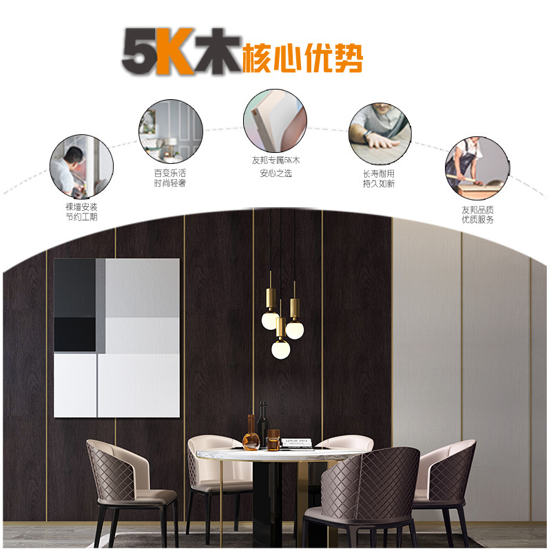 Friends Living room bedroom TV background wall 5K wood background wall modern minimalist wind KAQ202