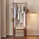 Meng Xiaoxiong Solid Wood Coat Rack, Floor-Standing Bedroom Household Dirty Laundry Basket, Storage Rack, Room Entrance Clothes Rack, Space-Saving