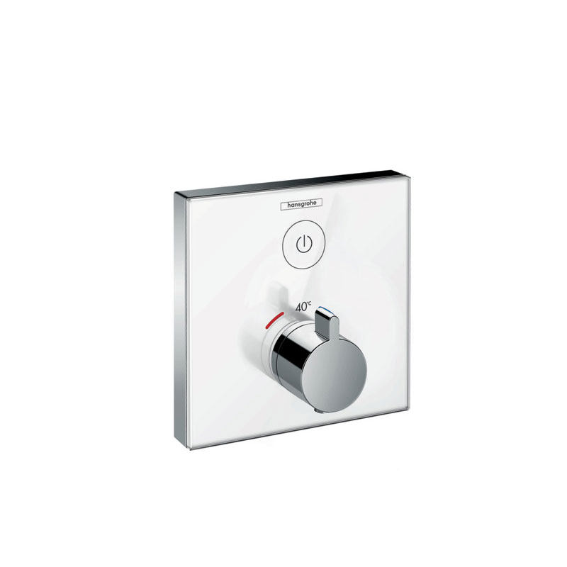 Hansgrohe Concealed single function thermostatic panel (white glass) 15737407