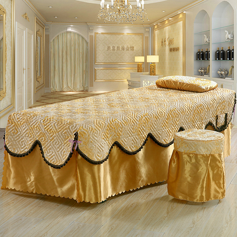 Bedspread bedspread đơn lớp mỹ phẩm thông thường bộ thẩm mỹ viện khăn trải giường massage đặc biệt một mảnh hình thang tròn đầu vuông - Trang bị tấm giá khăn trải giường spa