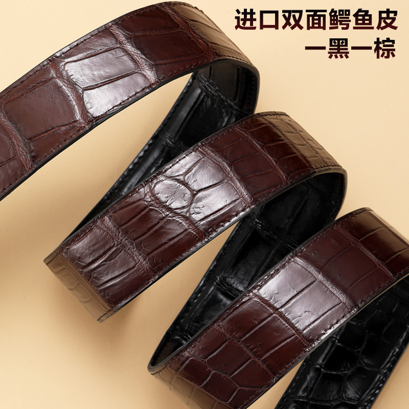 Authentic Thai Crocodile Leather Belt for Men, Genuine Leather Pin Buckle, High-End Smooth Buckle, Birthday Gift, Youth Double-Sided Belt, Trendy