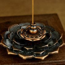 Lotus retro tea ceremony study Alloy Zen living room Indoor nostalgic incense insert Antique incense holder Incense seat line incense plate