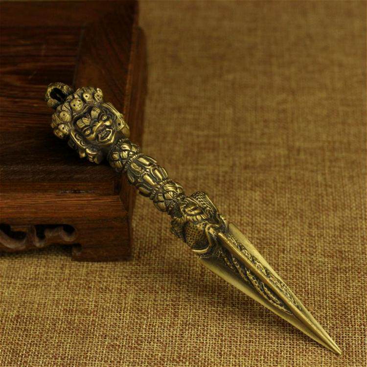 The Artisan Intricate copper alloy Nepali craft Handmade large number three sides Pubakong pestle King Kong Peg Descent