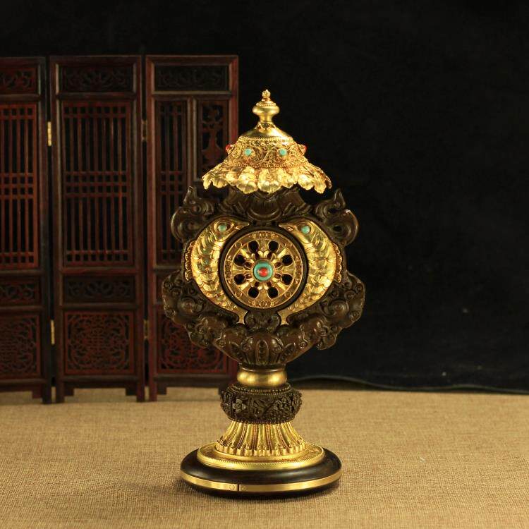 Eight auspicious pendulum piece dense and integrated composition Eight precious Nepalese painted large size copper alloy Cure gold for Buddha VIII Rui phase