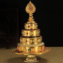 Tibetan Buddhist supplies exquisite carved alloy engraved Diamond eight auspicious golden silk Manza pan Mandarin Mandarin Mandarin